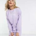 ニュールック レディース ワンピース トップス New Look new york slogan sweatshirt dress in lilac Lilac