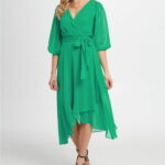 ダナ キャラン ニューヨーク レディース ワンピース トップス Balloon-Sleeve Faux-Wrap Dress Apple Green