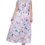 ダナ キャラン ニューヨーク レディース ワンピース トップス Plus Size Printed Maxi Dress Salmon Multi