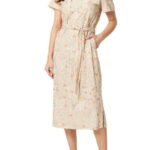 ジョーンズニューヨーク レディース ワンピース トップス Short Sleeve Printed Linen Shirt Dress Praline/Nyc White